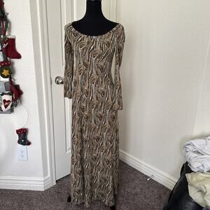 Diane von Furstenberg Women's Vintage Maxi Dress Sz 4 Brown Print